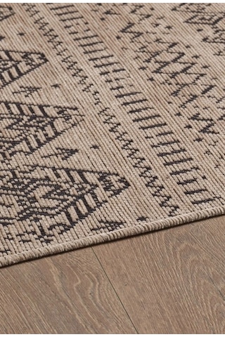 Bohem Tarz Dekoratif Pamuk Taban Şönil Kilim Bej Renk Halı Gri