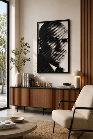 Atatürk Metal Duvar Tablosu 44x69cm Modern Dekoratif Duvar Tablosu