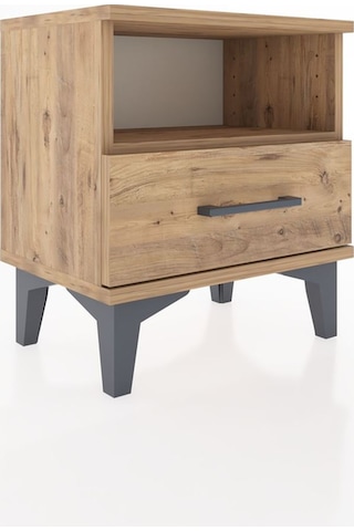Arges Komodin Tek Raflı Tek Çekmeceli 44x30x48 Çam-çam Çam