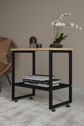Argimo Legno Metal Baş Ucu Komodin Siyah Ahşap