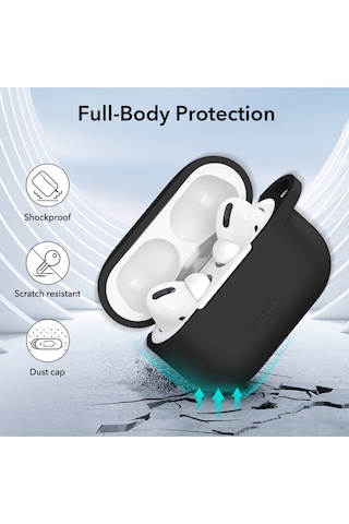Apple AirPods Uyumlu Pro / Pro 2 Bounce Carrying Kılıf Siyah