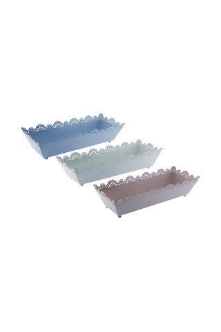 Mutluadim 12X31Cm Metal Tepsi Saksı Dikdörtgen Sepet