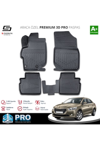 S-dizayn Peugeot 301 3d Pro Havuzlu Paspas 2013 Üzeri A+ Kalite