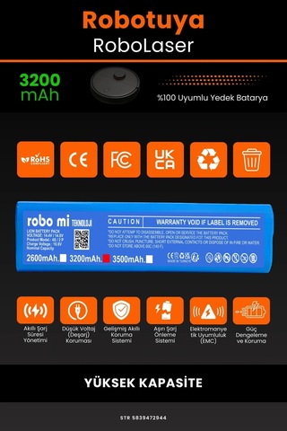 Robotuya Robo Laser 3200mAh Robot Süpürge Bataryası