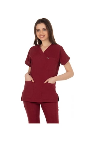 Unisex Likralı Bordo Doktor / Hemşire Forması