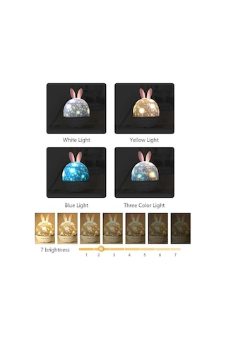 Geeroyoo Çocuklar İçin Yıldız Gökyüzü Projektörü, 360 Döner Müzik, Zamanlayıcı Ve Kumandalı, 6 Renkli Led Gece Lambası