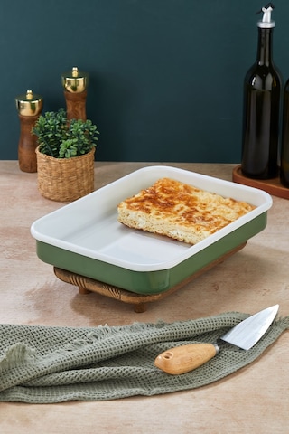 25 X 35 Cm Özel Tasarım Yemeklik Emaye Fırın Tepsisi Yanmaz Iz Bırakmaz Sunumluk