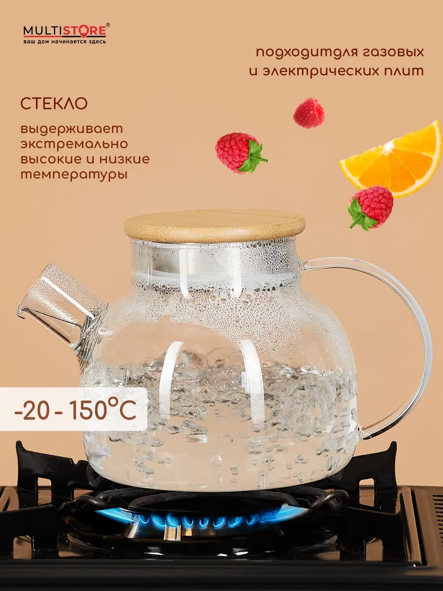 Multıstore 900 Ml Süzgeçli Ve Altlıklı Cam Demlik 114652870 Beyaz