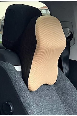 Araç Boyun Yastığı Ortopedik Kahve Rengi Kumaş