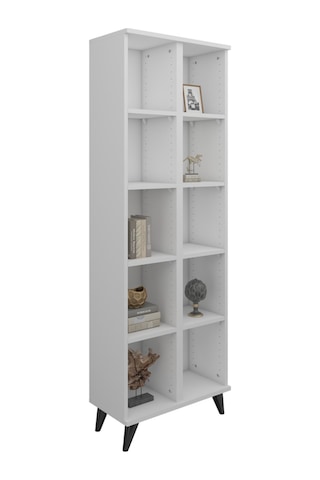 Simple Kitaplık 8 Raflı 60x30x176 Beyaz Beyaz