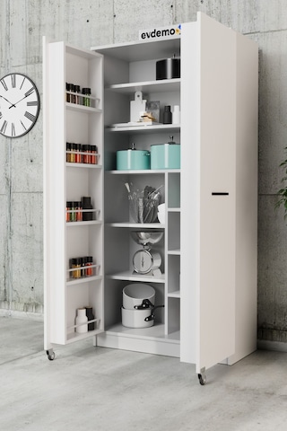 Art 2 Kapaklı Erzak Kiler Mutfak Dolabı Beyaz