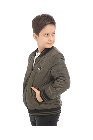 Erkek Çocuk Kolej Yaka İçi Astarlı Su Ve Rüzgar Geçirmez Fermuarlı Cep Mont Ceket Haki