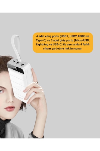 Çoklu Cihaz Uyumlu Led Ekranlı 50000 Mah Powerbank renkli