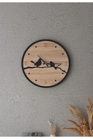 Modern Ahşap Duvar Saati Sağlam Çok Şık Ve Birarada..no:69 Siyah