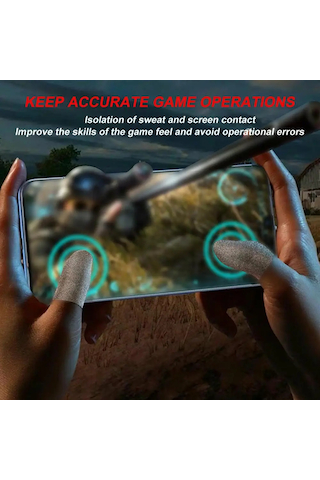 N1 Gümüş Fiber Ultra Hassas Kaydırmaz Nefes Alan E-spor Pubg Oyun Parmak Eldiveni + Taşıma Kutusu