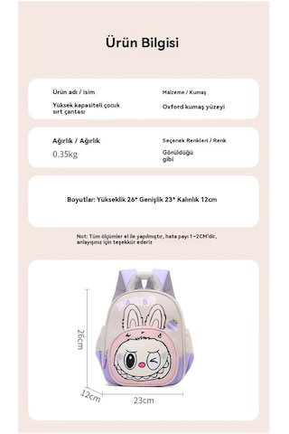 Labubu Sevimli Çizgi Film Eğlence Aydınlatma Işık İlkokul Öğrencisi Çocuk Kız Okul Çantası MAvi