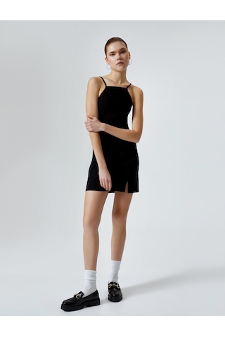 Koton Halter Yaka Mini Kalem Elbise Yırtmaç Detaylı Siyah 4sal80002ıw 4SAL80002IW999 Siyah