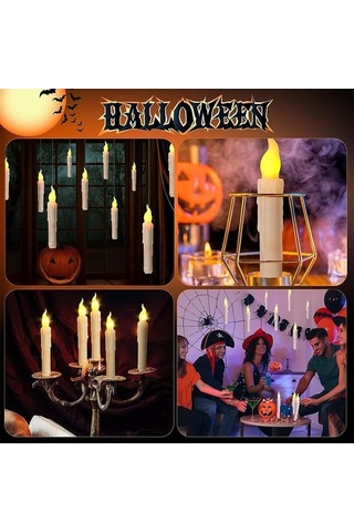 Maoyaya Yüzen Led Mumlar, Sihirli Değnekli Uzaktan Kumandalı Alevsiz Elektronik Mum, 12 Adet Sıcak Işık Diğer