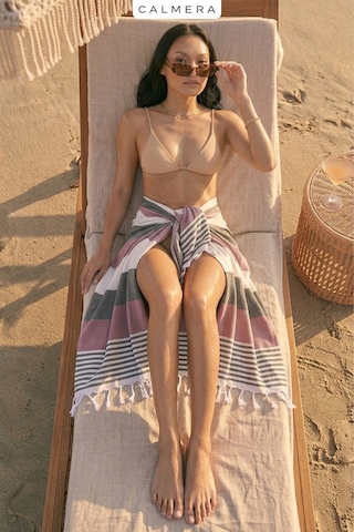 Calmera Natura Peştemal Pamuk - Doğal Saçaklı Plaj, Deniz, Havuz, Spa, Sauna, Spor, Seyahat Havlusu - Pembe