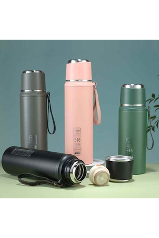 Kapris Çift Katlı Paslanmaz Çelik Termos Gri 1 Litre Kap-294 Siyah