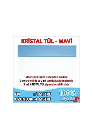 Süsleme Tülü Kristal Tül, 3 Mt En X 1 Mt Uzunluk - Mavi 0-99