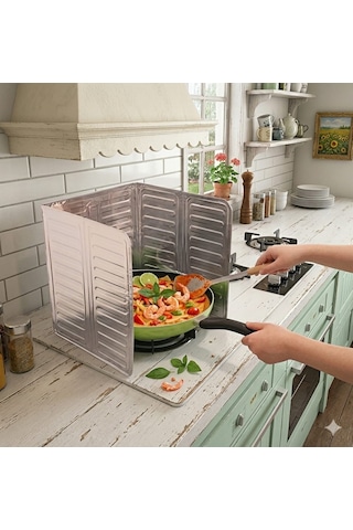 Ocak Arkası Yağ Koruyucu Katlanır Plaka Halinde Alüminyum Levha 85x32.5cm Büyük Boy Gümüş