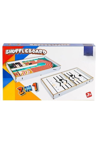 Ahşap 2'si 1 Arada Shuffleboard Ve Hızlı Sapan Oyunu - Çift Taraflı Eğitici Çocuk Kutu Oyunu