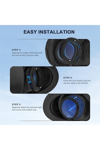 Fastbuy Startrc Meta Quest 3 Mavi Işık Koruyucu Lens Kapak Seti, Çizilmez, 2 Adet