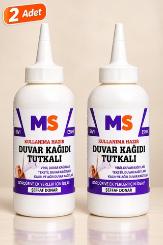 2 Adet Duvar Kağıdı Tutkalı 150 Gr Şeffaf Hazır Ovalit Sıvı Güçlü Bordür Vinil Tekstil Yapıştırıcısı