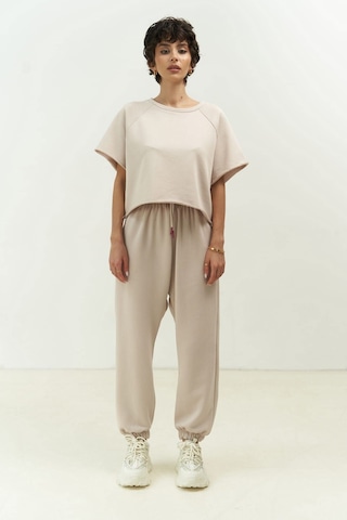 Mai Collection Mai Studios Co. Vero Bej Crop Eşofman Takım Bej