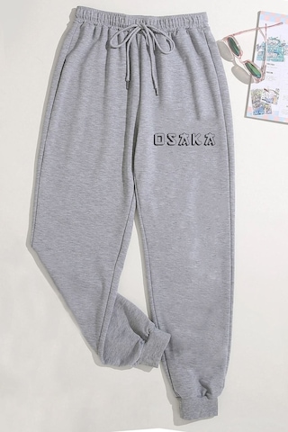Uyguntarz Unisex Baskılı Eşofman Altı Füme - Gri