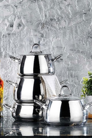 Schafer Trendy 8 Parça Inox Çelik Tencere Seti - Gri