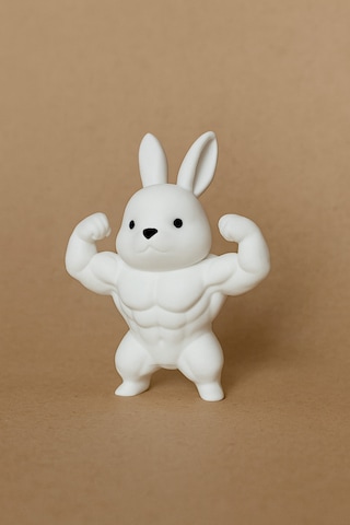 Kaslı Fitness Tavşanı - Full Body Gösteren Kaslı Tavşan Torpido Süsü Araba Aksesuar 1 Adet