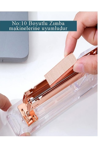 Zımba Teli Küçük No:10 1000 Li Bakır Sarı 10 Paket Küçük Delta Zımba Teli 15 Yaprak Zımbalama Kapasiteli Büro Ofis Okul