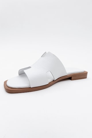 Luvishoes Luvi Shoes Jez Beyaz Cilt Hakiki Deri Kadın Terlik Beyaz