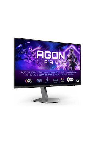 Aoc Agon Pro 26.7" Ag276qzd2 240hz 0.03ms Hdmı Dp Pivot Hdr Gaming Monitör Ölü Pixel