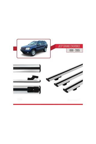 Jeep Grand Cherokee 1999-2005 Arası İle Uyumlu Basic Model Ara Atkı Tavan Barı Gri 3 Adet