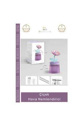 Havanemlendirici Estetik Tasarım Usb Taşınabilir Dekoratif Masa Üstü Lambalı Çiçek Hava Nemlendiric