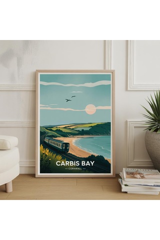 Carbis Bay Cornwall Seyahat Posteri Sahil Manzarası Sanat Eseri Deniz Kenarı Dekorasyonu Carbis Bay Cornwall Seyahat Posteri Sahil Manzarası Sanat Eseri Deniz Kenarı Dekorasyonu