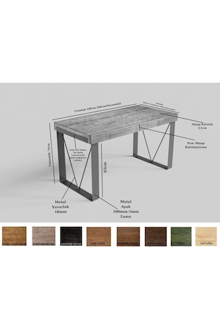 Ntconcept Doğal Ahşap Çalışma Masası Açık Ceviz