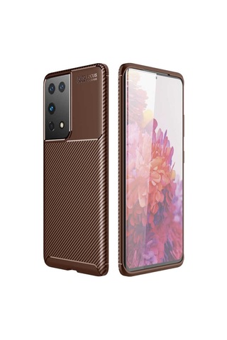 Samsung Uyumlu Galaxy S21 Ultra Kılıf Zore Negro Silikon Kapak-Kahveren
