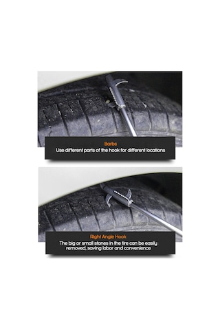 Monyee Lastik Taş Temizleme Aleti Çok Fonksiyonlu Kanca + Tornavida + Depolama Çantası - Lastik Gürültüsünü Azalt, Ömrünü Uzat