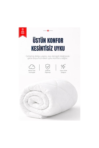 Moon Tek Kişilik Yorgan 1 Yorgan + 1 Yorgan Ultra Yumuşak 4 Mevsim Konforlu Uyku Seti Beyaz