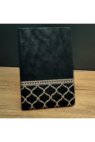 Gold İşlemeli Siyah Deri Defter diğer
