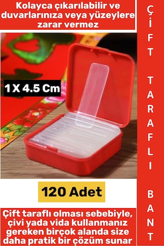 Çifttaraflıbant İz Bırakmaz Pratik Tablo Çerçeve Çift Taraflı Nano Pu Jel Şeffaf Bant 120 Adet