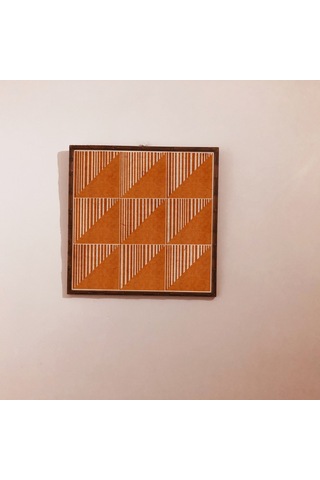 Yanık Turuncu Duvar Sanatı Sanat Terakota Orta Modern Geometrik Duvar Sanatı Büyük Kare Sanat Boho