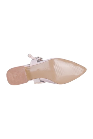 Esracan 2808 3cm Slingback Kadın Topuklu Ayakkabı Krem