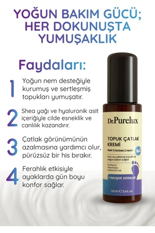 Topuk Çatlak Kremi Shea Yağı & Hyaluronik Asit İçerikli Yoğun Nemlendirici Bakım Kremi 100 Ml