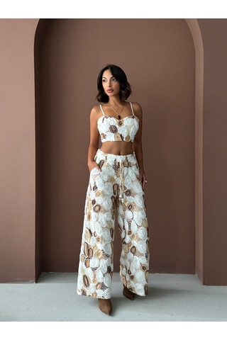 Verymoda Desenli Büstiyer Yazlık Ve Trend Parça F1976 Kahve