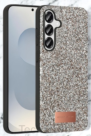 Samsung Uyumlu Galaxy S25 Kılıf Parlak Mozaik Taşlı Simli Tasarımlı Diamond Lüks Kapak
